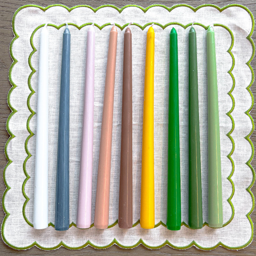 Extra Tall Mustard Taper Candle, 1 Case of 24 Packs (4 Candles per Pack)