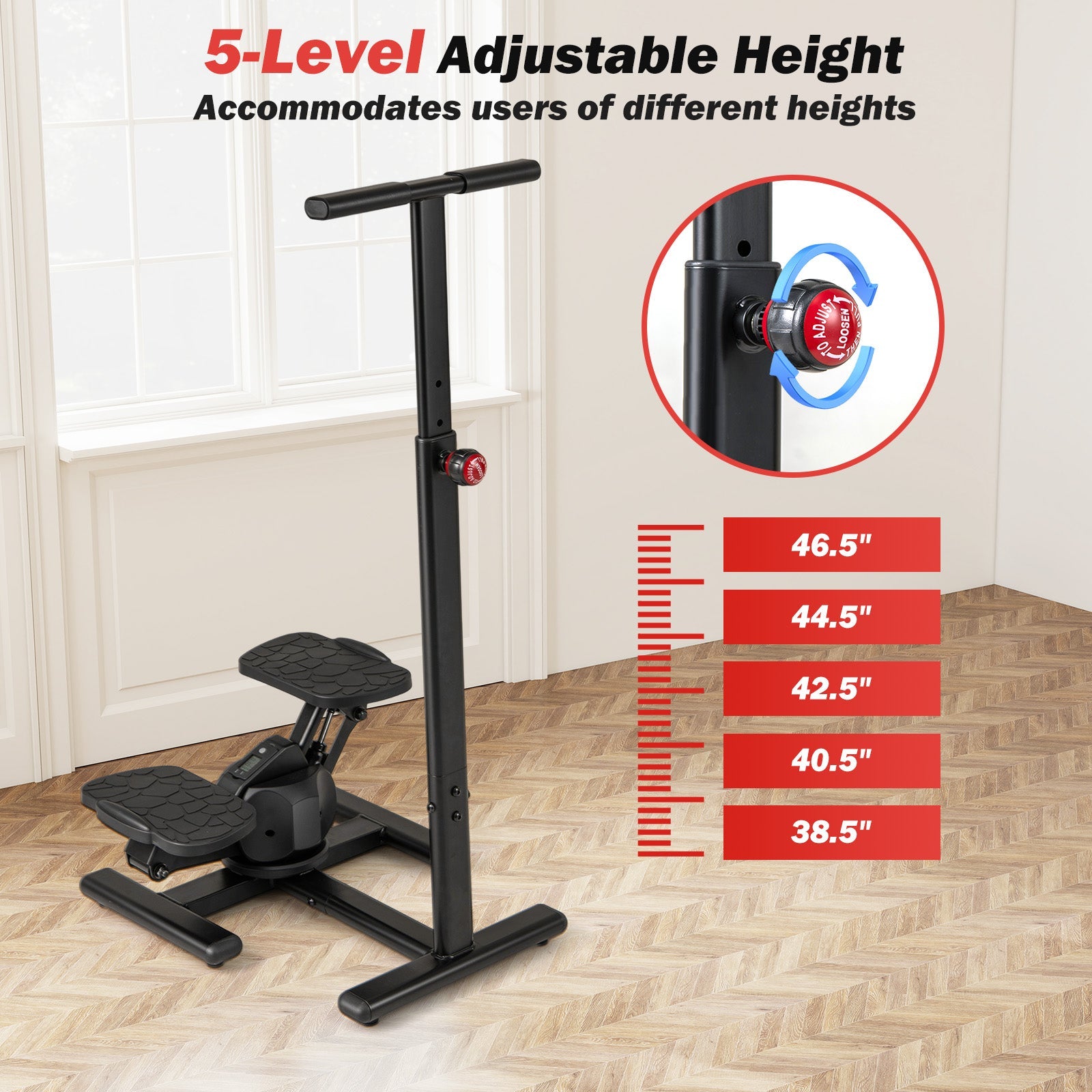 Steppers for Exercise Twist Stair Stepper Workout Equipmen-Black