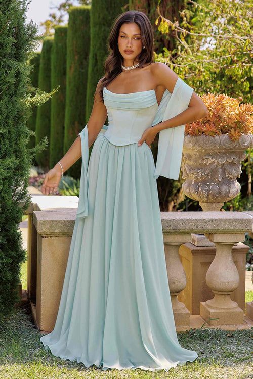 Amoris T741 Flowing A-Line Strapless Chiffon Evening Gown