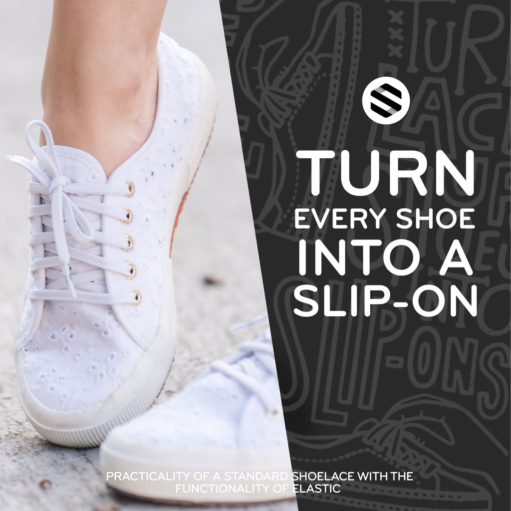 White Flat Elastic Stretch Shoelaces