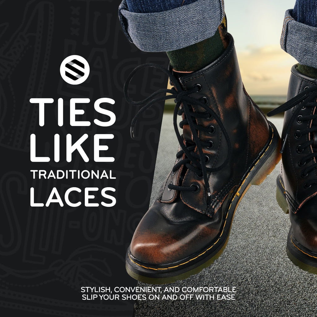 Black Round Elastic Stretch Shoelaces