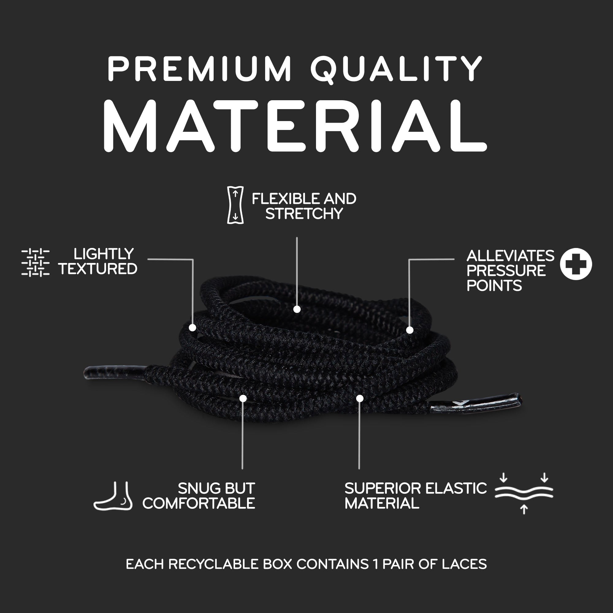 Black Round Elastic Stretch Shoelaces