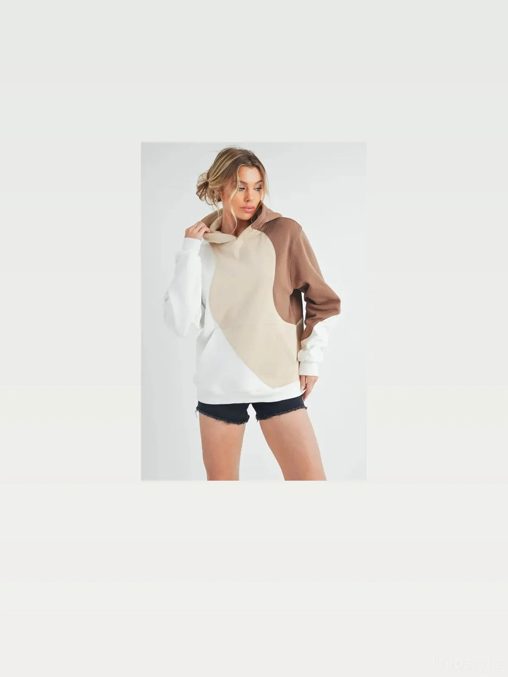 Fashionable Color Block Hoodie with Functional Kangaroo Pocket