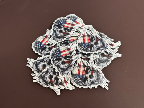 American Flag Skull UV Printed Patches
