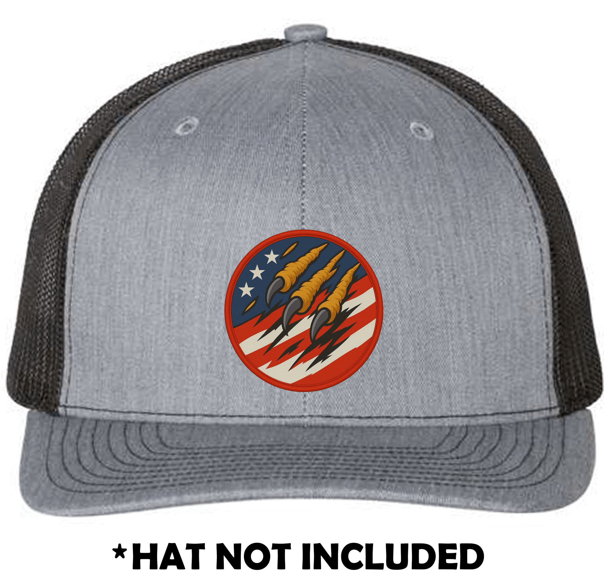 Circle American Eagle Clawing Through Flag UV Printed Hat Patch