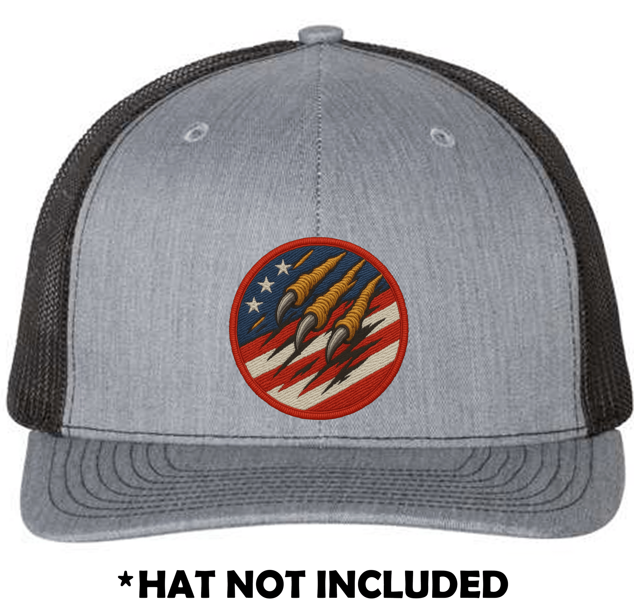 Circle Embroidered Eagle Clawing Through Flag UV Printed Hat Patch