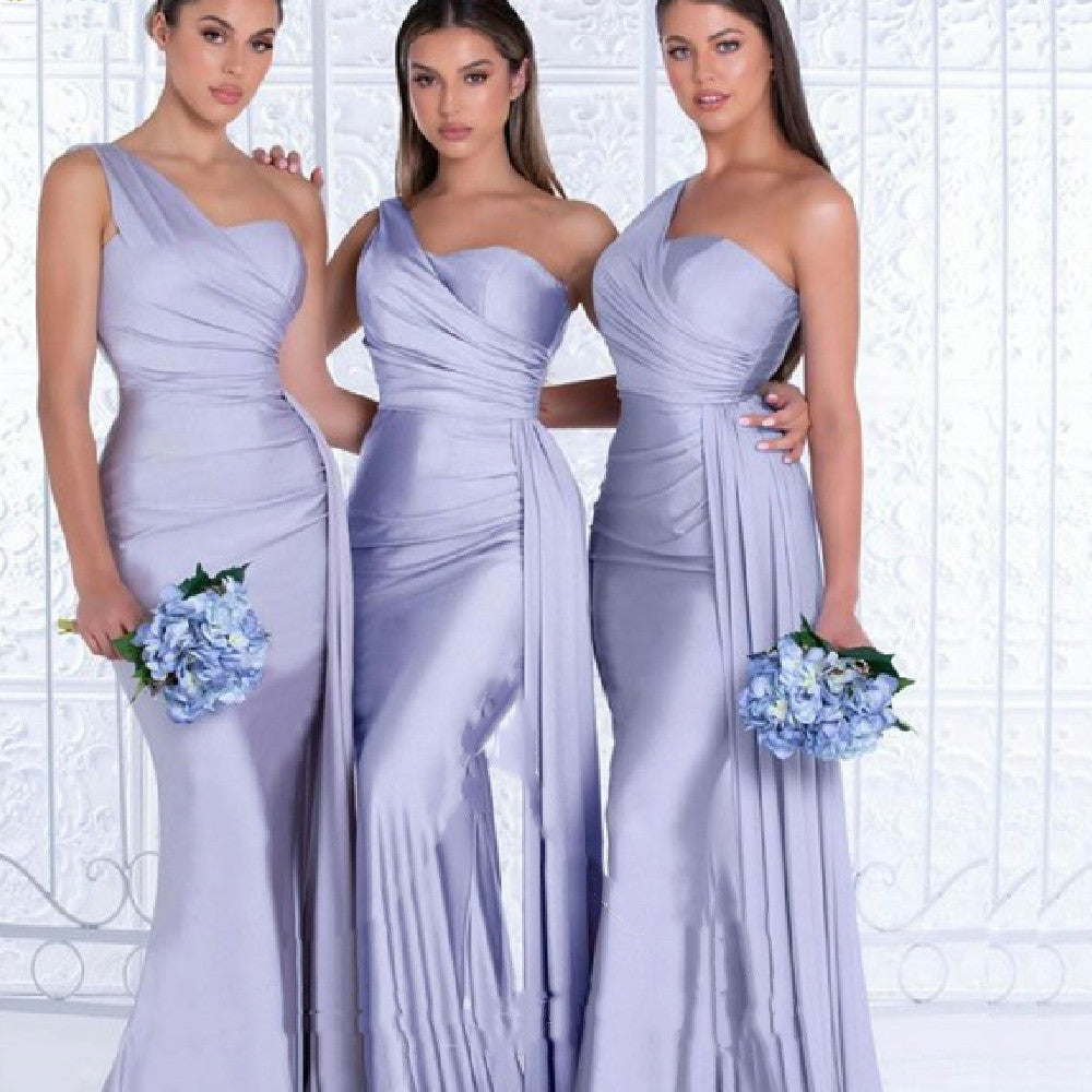 Mermaid One Shoulder Elegant Bridesmaids Dress also in plus