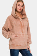 Acid-Wash Fleece Kangaroo Pocket Hoodie