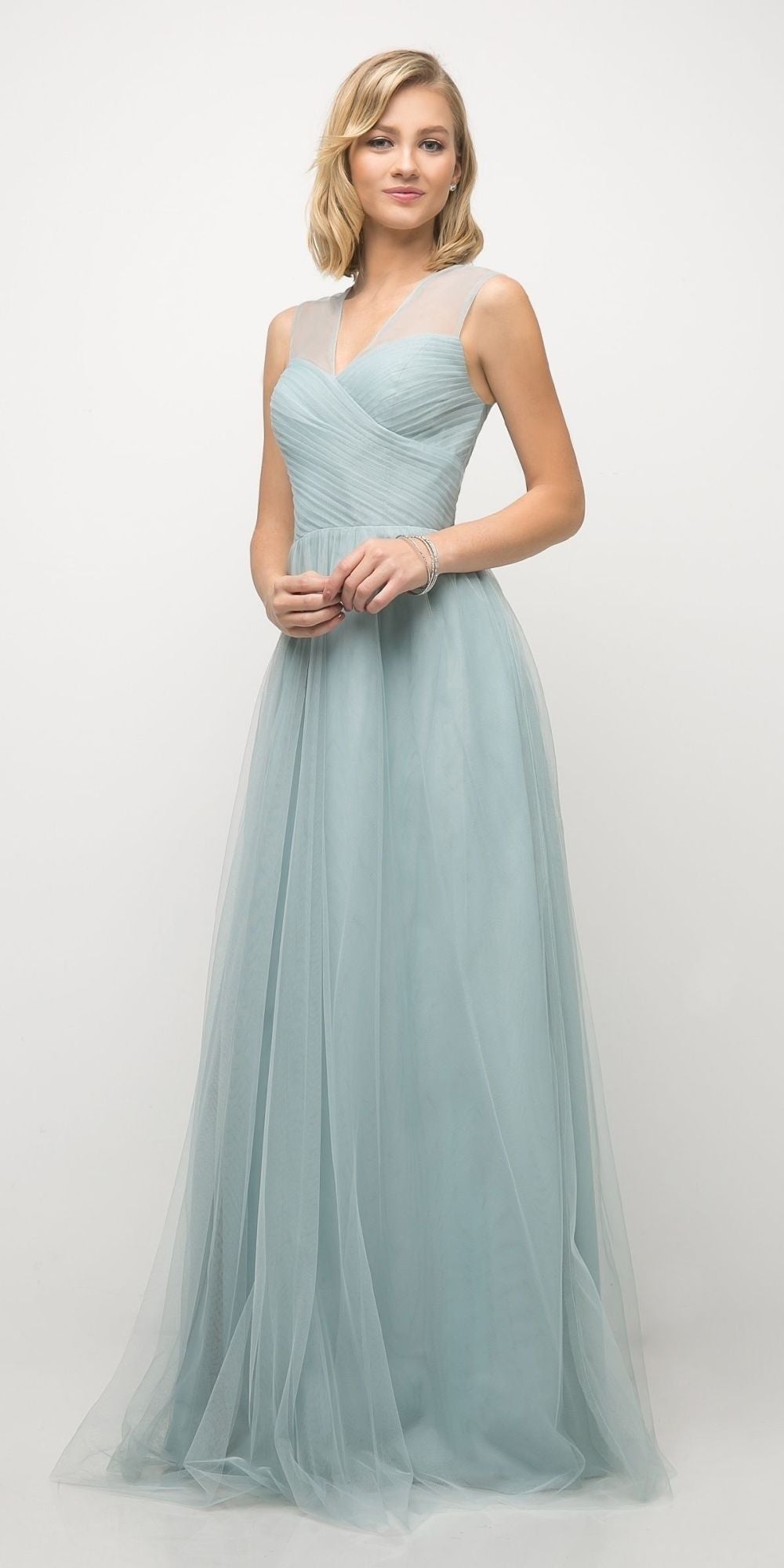 Ladivine ET320 Illusion V-Neck and Back Long Dress