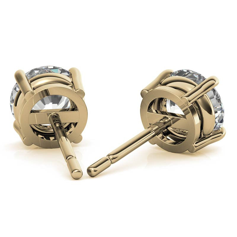 1 CTW Lab-Grown Diamond Stud Earrings - G/VS Clarity - 14k Gold Over Sterling Silver - White or Yellow Gold Option