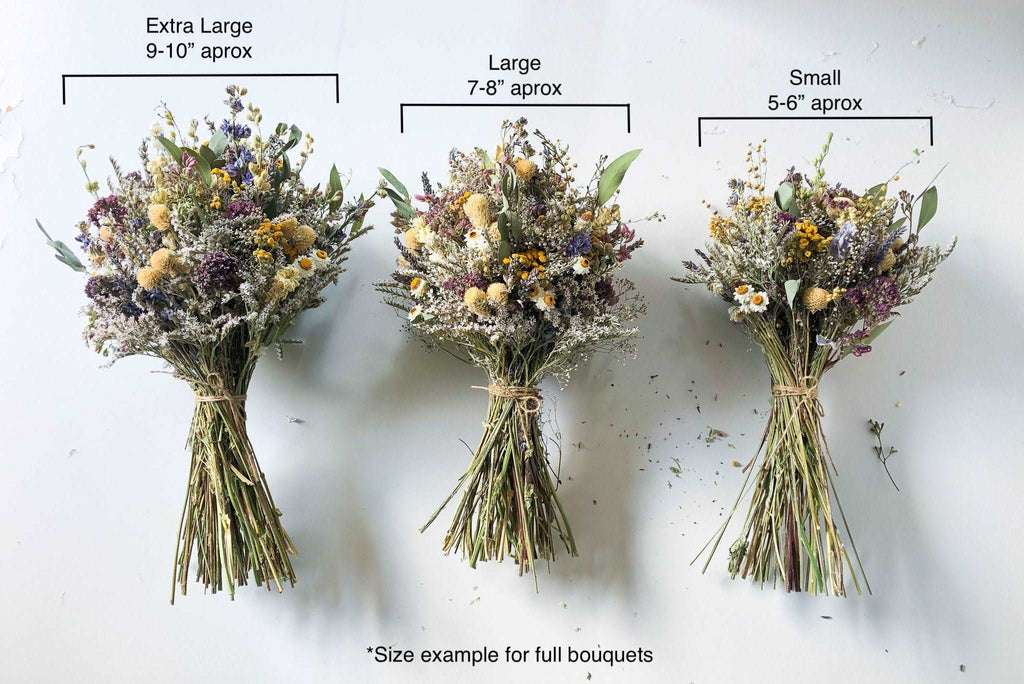 Dried Flower Bouquet with Blue Lavender, Pink Gomphrena, Daisies, Wheat & Oregano
