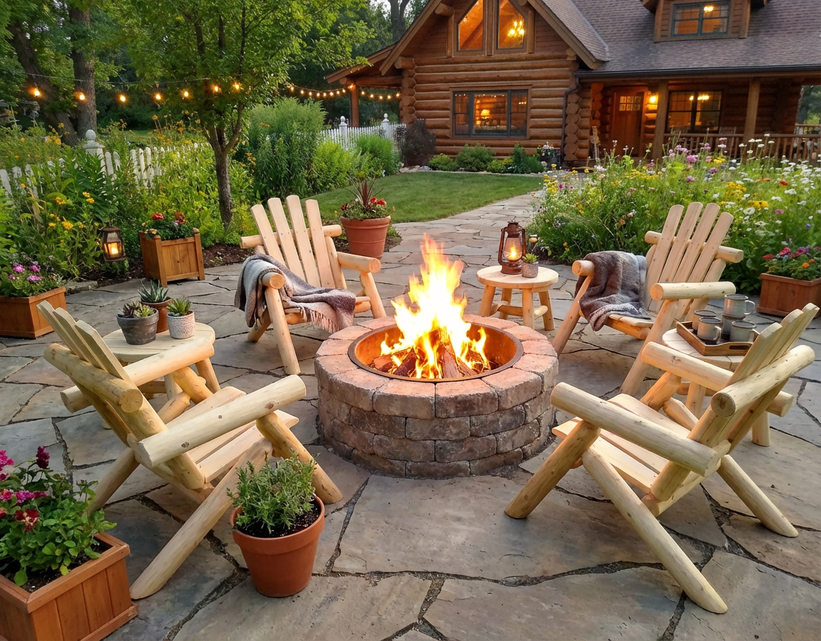 Log Wooden Deck Chair