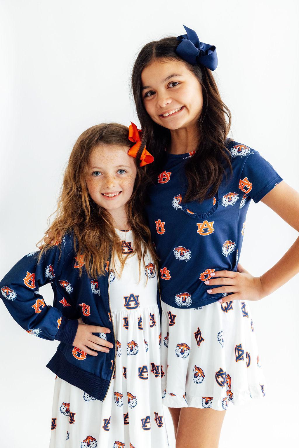 Auburn Blue Aubie Ruffle Pocket Tee