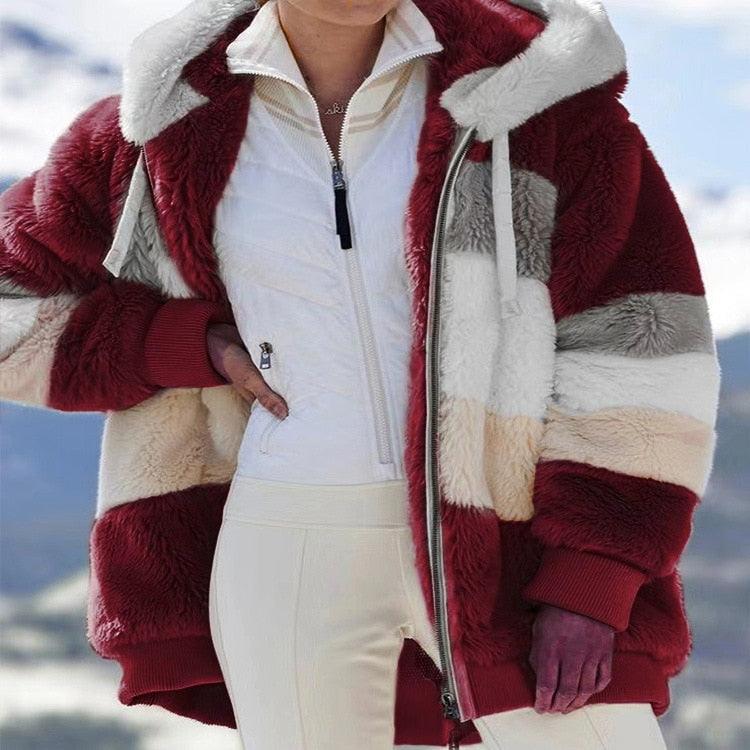 Modern Women Casual Jacket Coats Hip Hop New Autumn Winter Loose  Multicolor Hooded Jacket For Women Winter Fleece Jacket Hooded Solid Color Coats With Pockets Comfortable Jacket