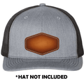 Wide Hexagon Airbrushed Leather UV Printed Hat Patch