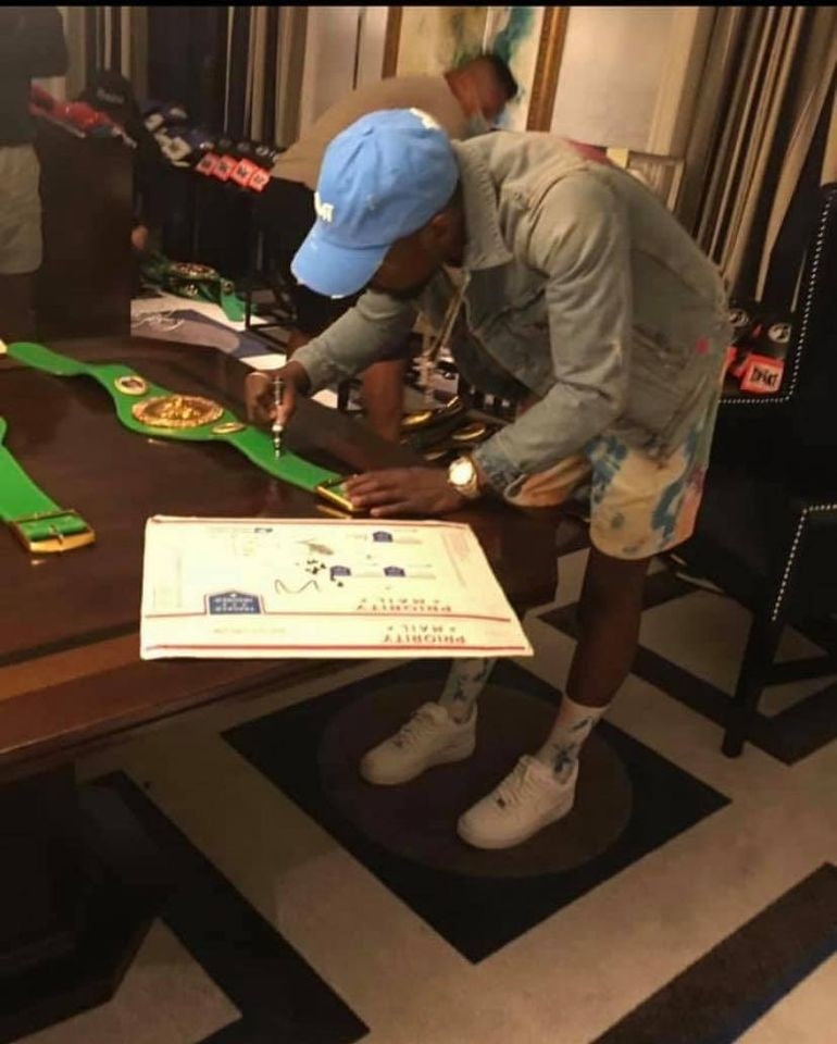 Floyd Money Mayweather Jr. Signed Painting Art Print Framed Canvas BAS